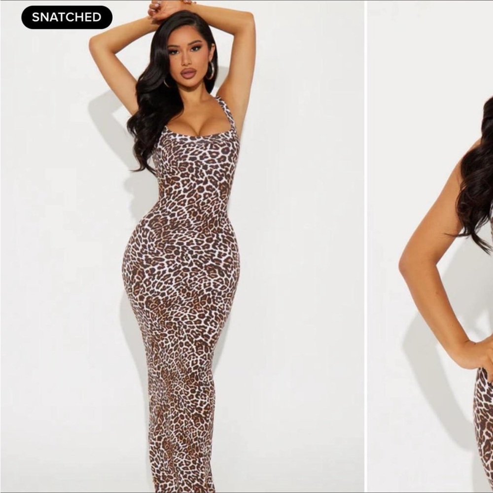 Fashion Nova Brown Leopard Midi Dress